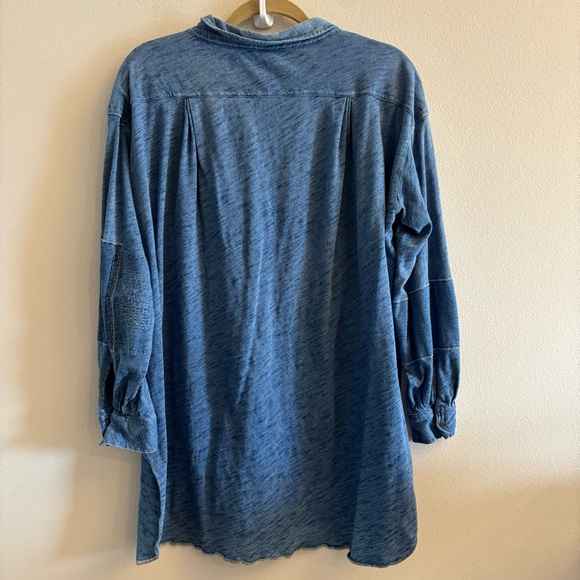 Free People Love This Henley Women’s Blue Tunic Shirt Top We The Free Medium - Picture 4 of 11